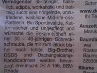 Lustige Zeitungsannonce In der Kontaktbö