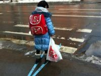 Schulweg in Russland